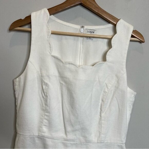J Crew Factory Womens Size 4 Scalloped Basketweave Square Neck Dress White - Picture 4 of 13